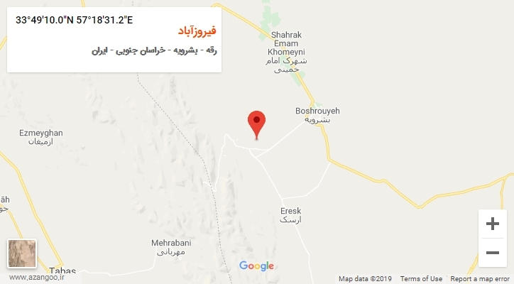 روستای فیروزآباد بر روی نقشه