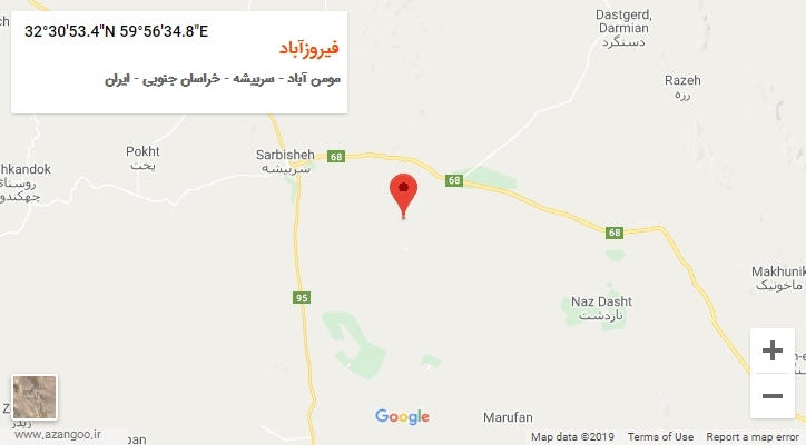 روستای فیروزآباد بر روی نقشه