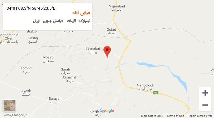 روستای فیض آباد بر روی نقشه