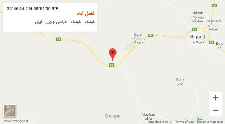 روستای فضل آباد بر روی نقشه