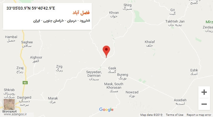 روستای فضل آباد بر روی نقشه