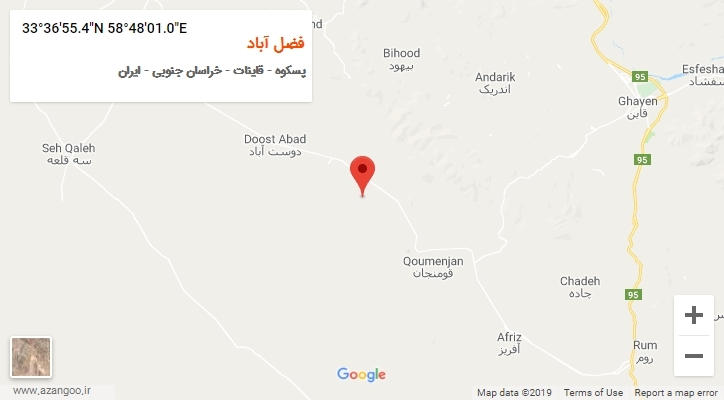 روستای فضل آباد بر روی نقشه