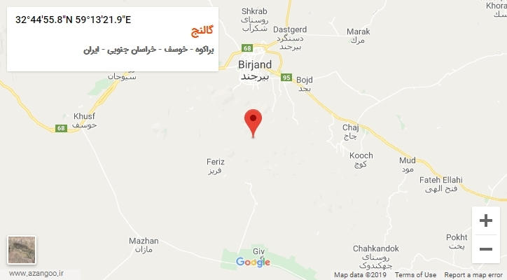روستای گالنج بر روی نقشه