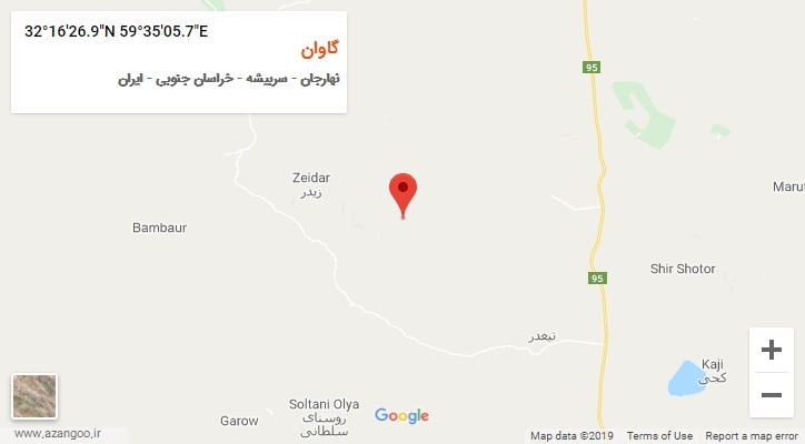 روستای گاوان بر روی نقشه
