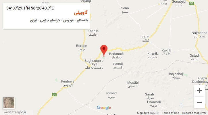 روستای گاوبیلی بر روی نقشه