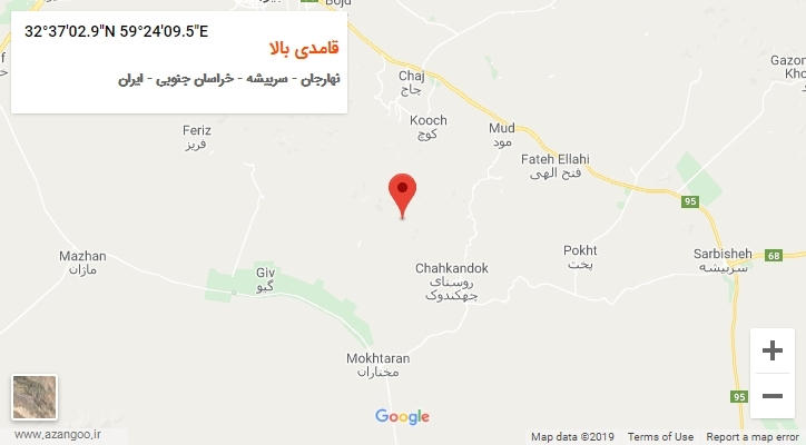 روستای قامدی بالا بر روی نقشه