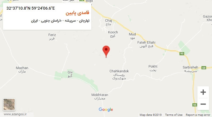 روستای قامدی پایین بر روی نقشه