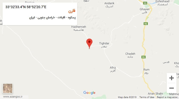 روستای قارن بر روی نقشه