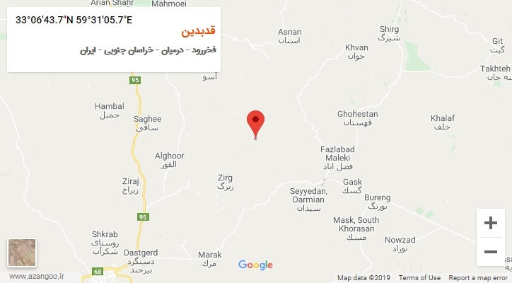 روستای قدبدین بر روی نقشه