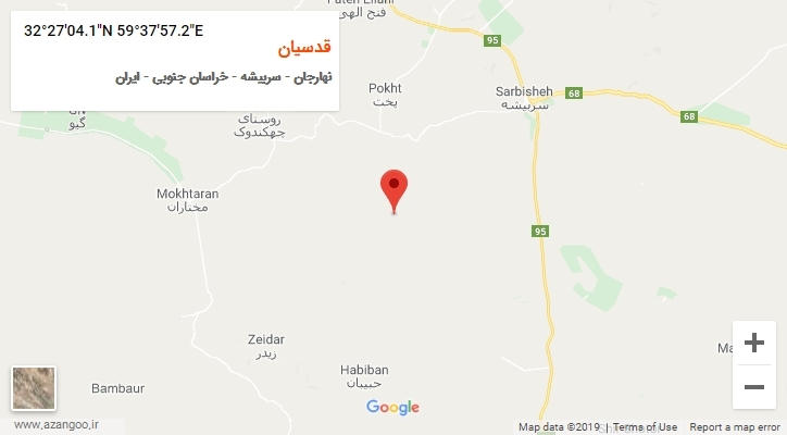 روستای قدسیان بر روی نقشه