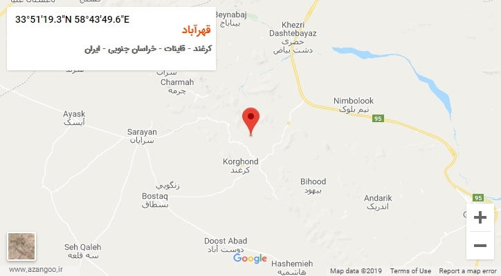 روستای قهرآباد بر روی نقشه