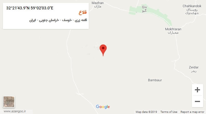 روستای قلاع بر روی نقشه
