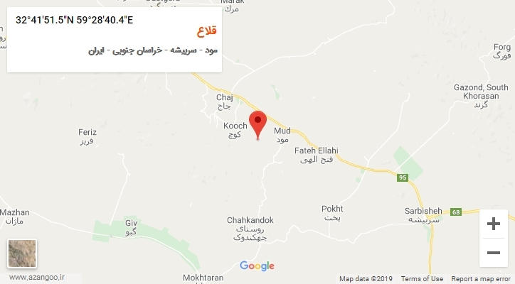 روستای قلاع بر روی نقشه