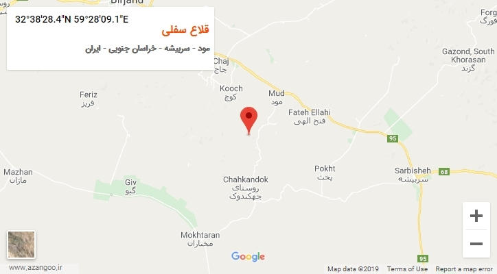 روستای قلاع سفلی بر روی نقشه
