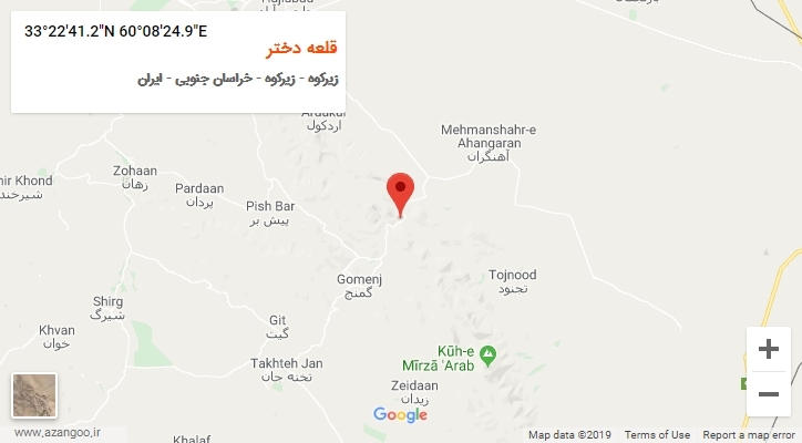 روستای قلعه دختر بر روی نقشه