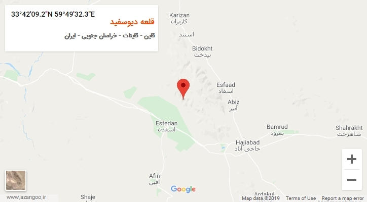 روستای قلعه دیوسفید بر روی نقشه