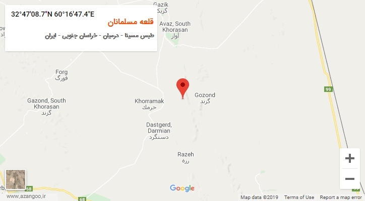 روستای قلعه مسلمانان بر روی نقشه