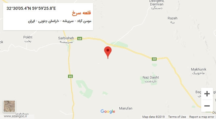 روستای قلعه سرخ بر روی نقشه