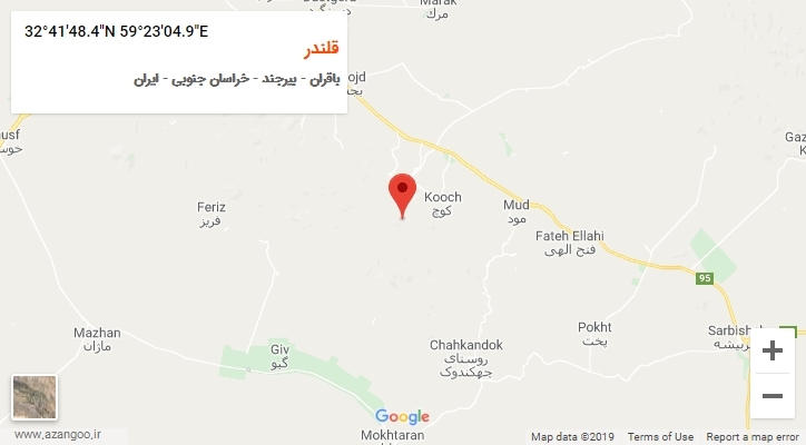 روستای قلندر بر روی نقشه