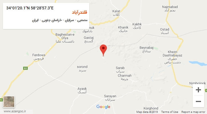 روستای قلندرآباد بر روی نقشه