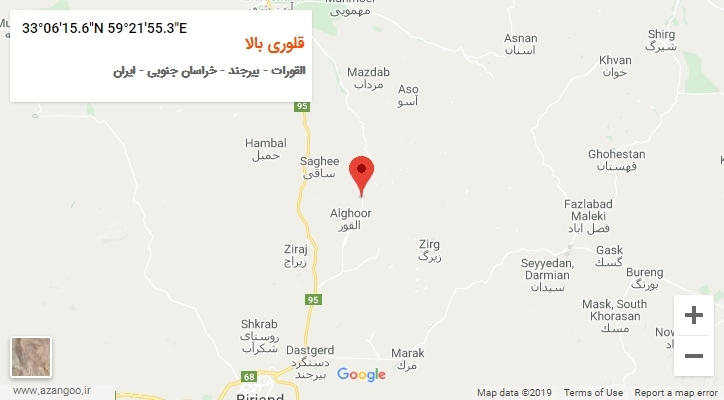 روستای قلوری بالا بر روی نقشه
