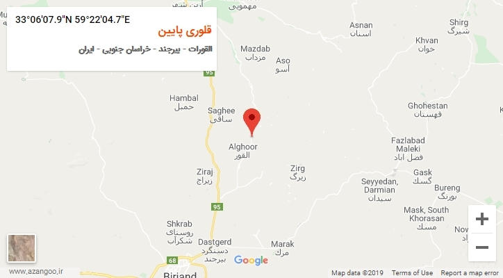 روستای قلوری پایین بر روی نقشه