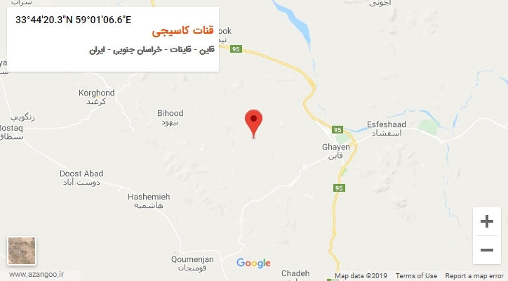 روستای قنات کاسیجی بر روی نقشه