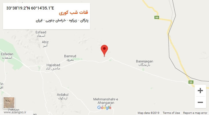 روستای قنات شب کوری بر روی نقشه