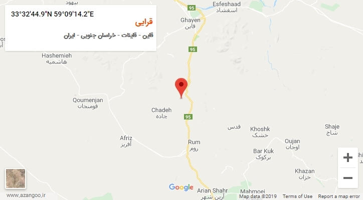 روستای قرایی بر روی نقشه