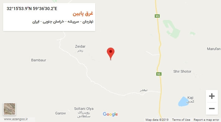 روستای غرق پایین بر روی نقشه