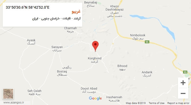روستای غریبو بر روی نقشه