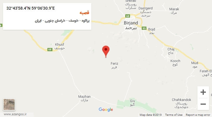 روستای قصبه بر روی نقشه