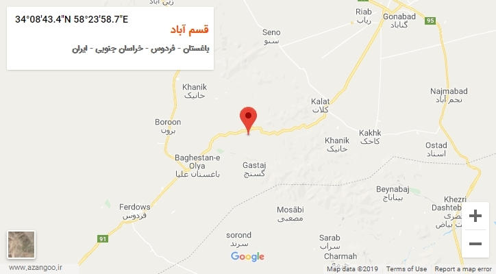 روستای قسم آباد بر روی نقشه