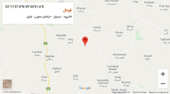 روستای قودال بر روی نقشه