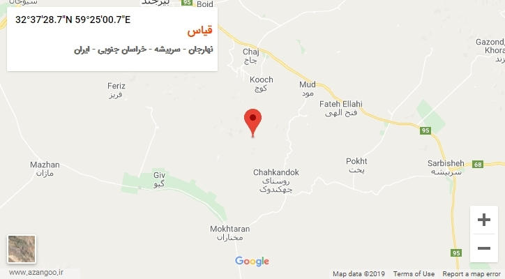 روستای قیاس بر روی نقشه