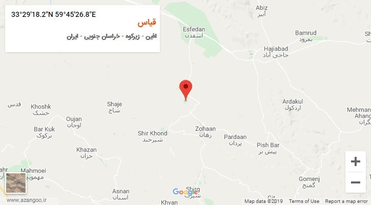 روستای قیاس بر روی نقشه