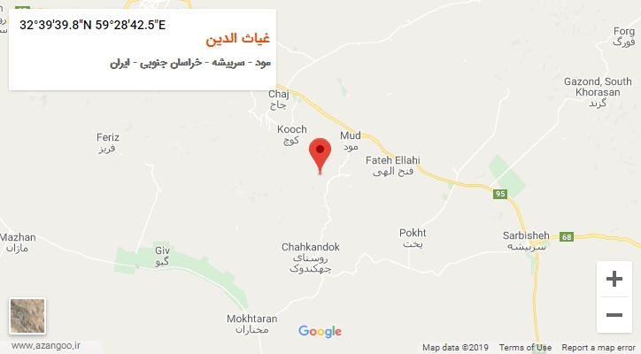 روستای غیاث الدین بر روی نقشه