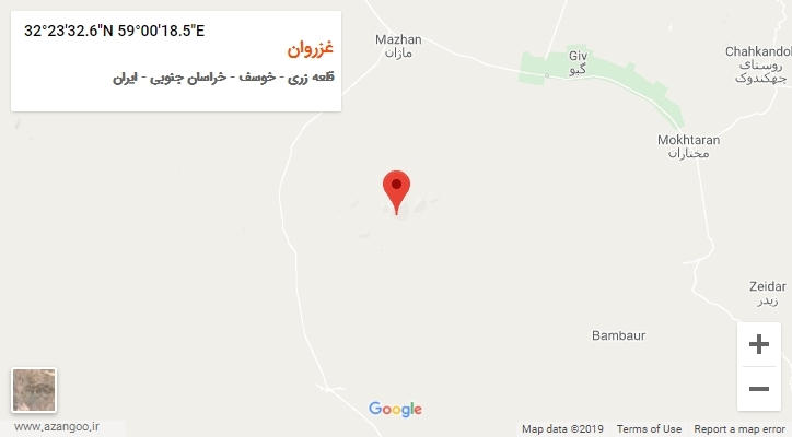 روستای غزروان بر روی نقشه