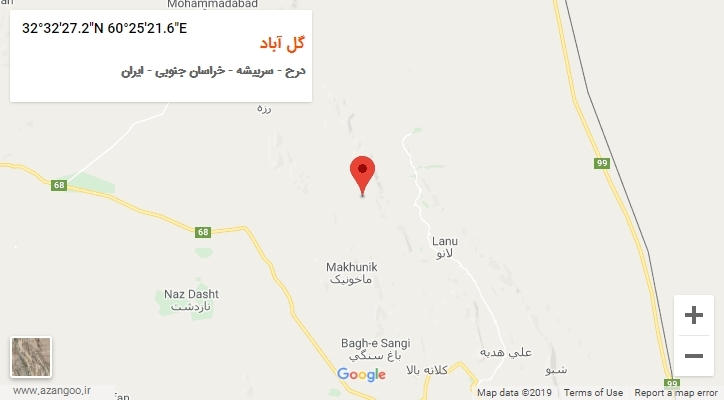 روستای گل آباد بر روی نقشه