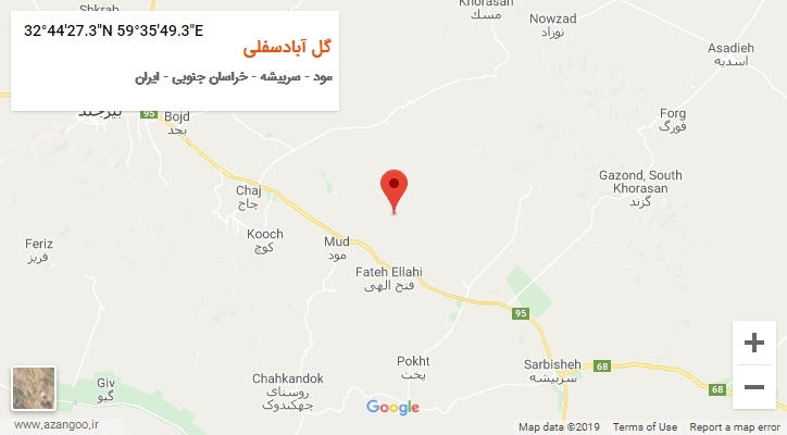 روستای گل آبادسفلی بر روی نقشه