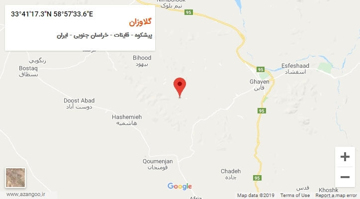 روستای گلاوزان بر روی نقشه