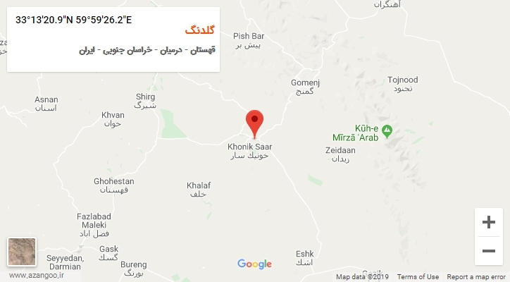 روستای گلدنگ بر روی نقشه