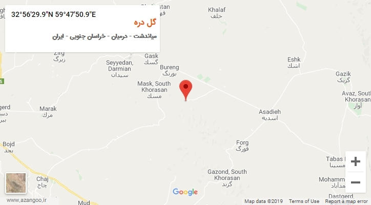 روستای گل دره بر روی نقشه
