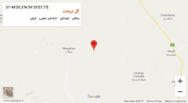 روستای گل درخت بر روی نقشه