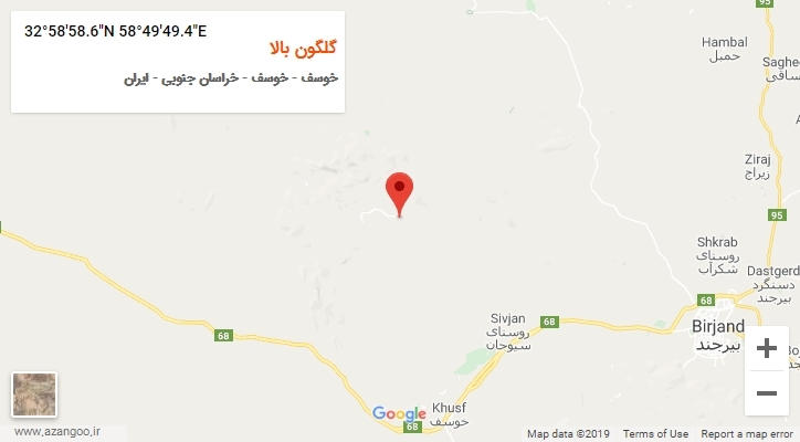 روستای گلگون بالا بر روی نقشه