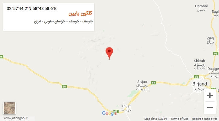 روستای گلگون پایین بر روی نقشه