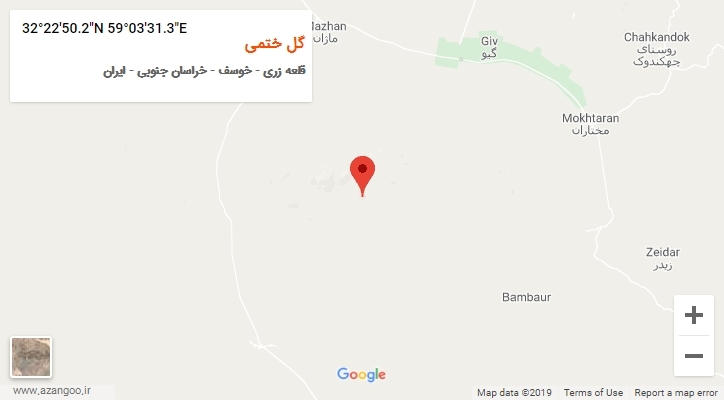 روستای گل ختمی بر روی نقشه