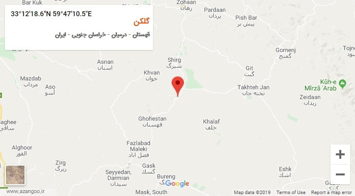 روستای گلکن بر روی نقشه