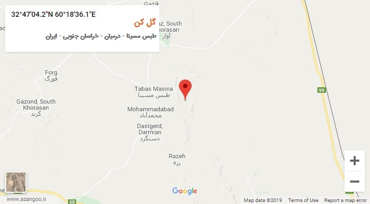 روستای گل کن بر روی نقشه