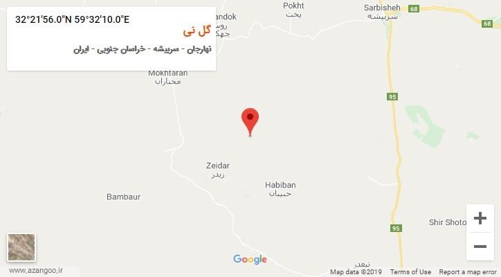 روستای گل نی بر روی نقشه